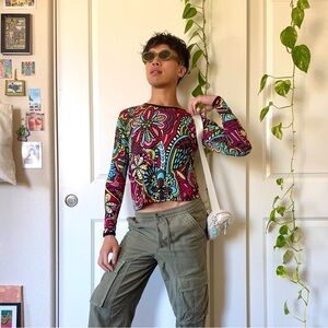 Vintage Y2K Floral Long Sleeve Top